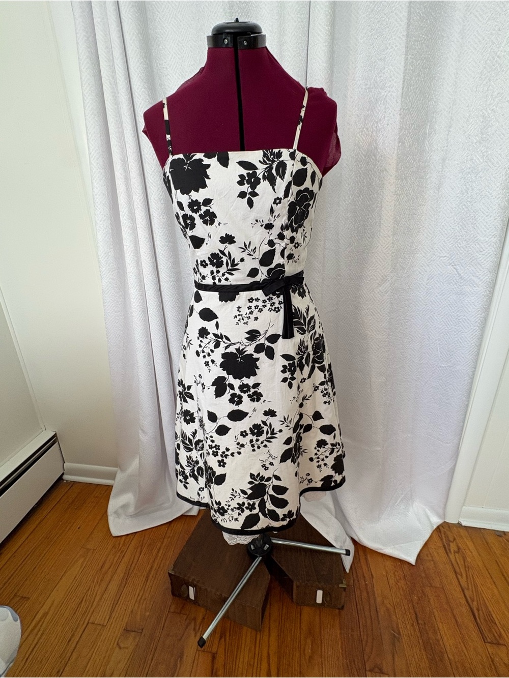 Black & White Floral Spaghetti Strap Dress